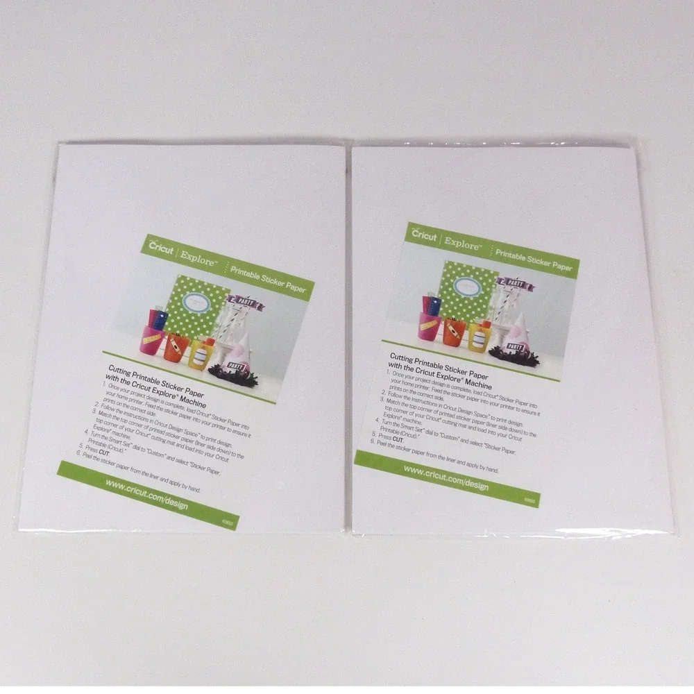 Cricut Printable Sticker Paper White 8.5x11 12 Sheets 2 Pack Bundle Crafting